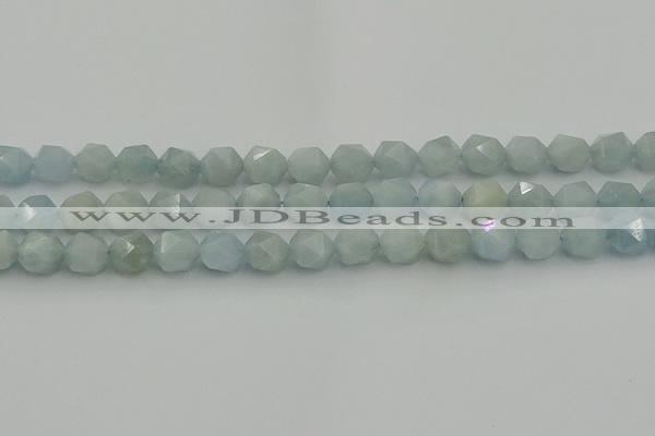 CAQ798 15.5 inches 10mm faceted nuggets aquamarine gemstone beads