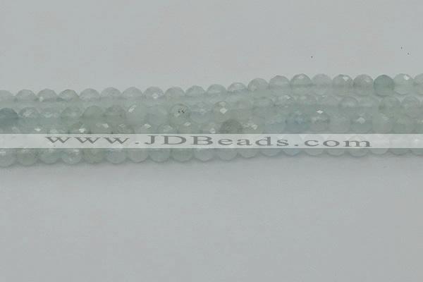 CAQ820 15.5 inches 6mm faceted round aquamarine beads wholesale