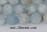 CAQ833 15.5 inches 10mm faceted nuggets aquamarine beads