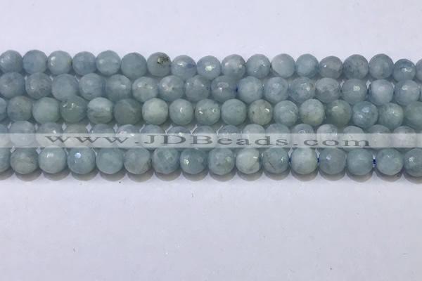 CAQ870 15.5 inches 6mmm faceted round aquamarine beads wholesale