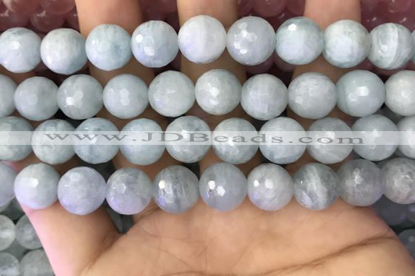 CAQ879 15.5 inches 11mm faceted round aquamarine gemstone beads