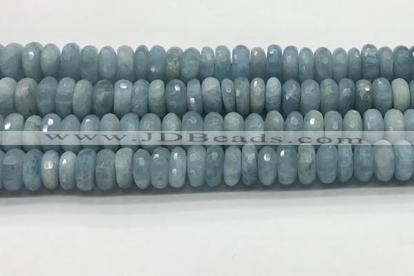 CAQ895 15.5 inches 6*12mm faceted rondelle aquamarine beads