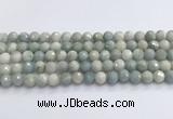 CAQ913 15.5 inches 10mm faceted round aquamarine beads wholesale