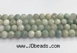 CAQ914 15.5 inches 12mm faceted round aquamarine beads wholesale