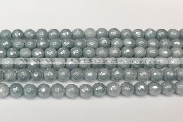 CAQ926 15 inches 8mm faceted round AB-color imitation aquamarine beads