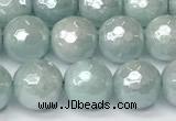 CAQ927 15 inches 8mm faceted round AB-color imitation aquamarine agate beads