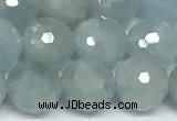 CAQ946 15 inches 8mm faceted round aquamarine beads