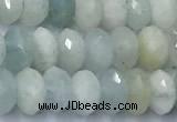 CAQ953 15 inches 6*8mm faceted rondelle aquamarine beads