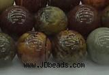 CAR355 15.5 inches 14mm round red artistic jasper beads wholesale