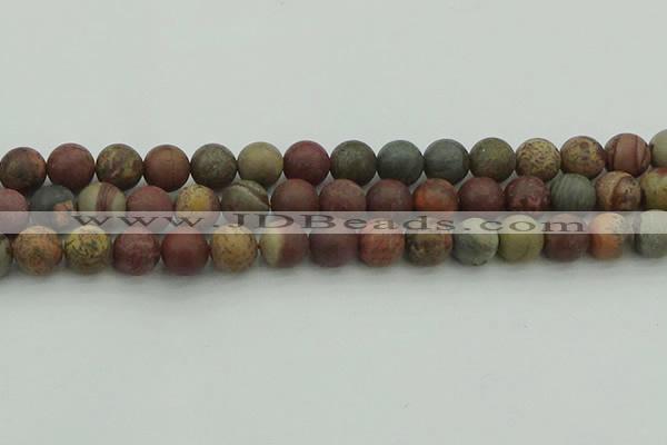 CAR363 15.5 inches 10mm round matte red artistic jasper beads