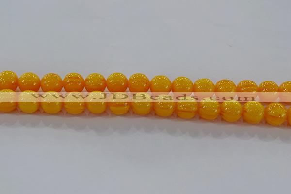 CAR404 15.5 inches 12mm round synthetic amber beads wholesale