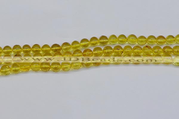 CAR557 15.5 inches 7mm - 8mm round natural amber beads wholesale