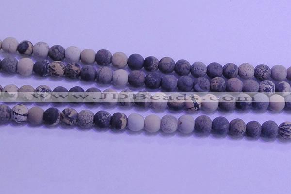 CAR63 15.5 inches 10mm round matte yellow artistic jasper beads