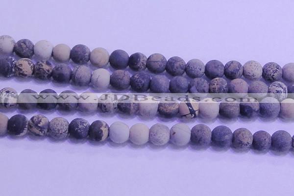 CAR65 15.5 inches 14mm round matte yellow artistic jasper beads