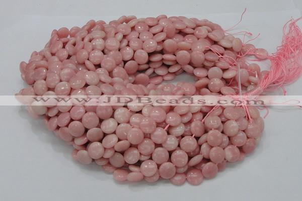 CAS16 15.5 inches 12mm flat round pink angel skin gemstone beads