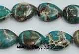 CAT11 15.5 inches 13*18mm flat teardrop natural aqua terra jasper beads