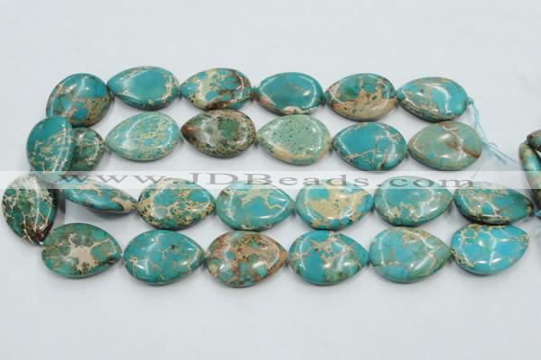 CAT14 15.5 inches 22*30mm flat teardrop natural aqua terra jasper beads