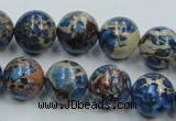 CAT215 15.5 inches 18mm round dyed natural aqua terra jasper beads