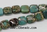 CAT5018 15.5 inches 10*10mm square natural aqua terra jasper beads