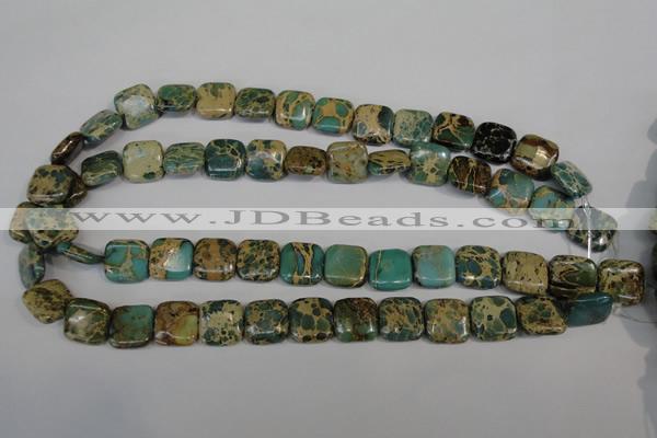 CAT5025 15.5 inches 14*14mm square natural aqua terra jasper beads