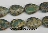 CAT5029 15.5 inches 13*18mm flat teardrop natural aqua terra jasper beads