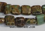 CAT5037 15.5 inches 6*6mm square natural aqua terra jasper beads