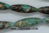 CAT80 15.5 inches 10*30mm rice dyed natural aqua terra jasper beads