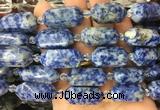 CBBS16 15 inches 11*25mm - 14*28mm hexahedral prism blue spot jasper beads