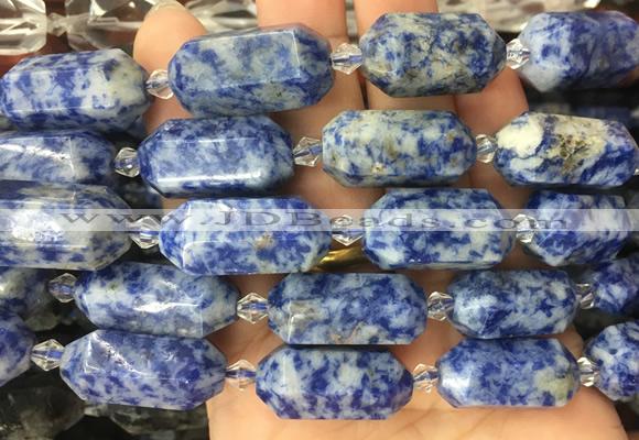 CBBS16 15 inches 11*25mm - 14*28mm hexahedral prism blue spot jasper beads