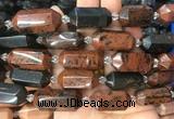 CBBS19 15 inches 11*25mm - 14*28mm hexahedral prism mahogany obsidian beads