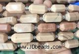 CBBS25 15 inches 11*25mm - 14*28mm hexahedral prism pink jasper beads