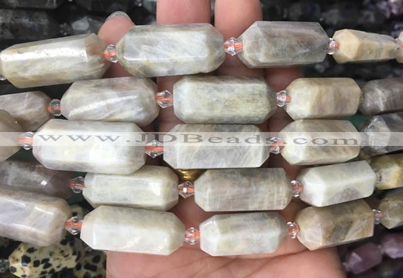 CBBS27 15 inches 11*25mm - 14*28mm hexahedral prism moonstone beads