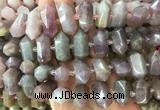 CBBS32 15 inches 12*25mm - 14*28mm hexahedral prism rose quartz beads