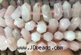 CBBS33 15 inches 12*25mm - 14*28mm hexahedral prism rose quartz beads