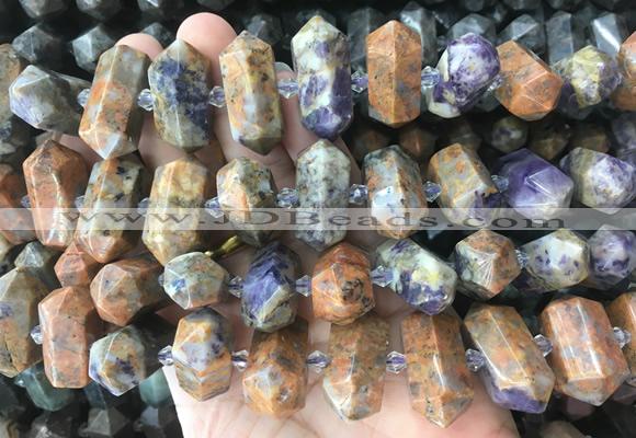 CBBS36 15 inches 12*25mm - 14*28mm hexahedral prism charoite beads