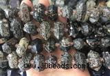 CBBS37 15 inches 12*25mm - 14*28mm hexahedral prism red snowflake obsidian beads