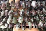 CBBS44 15 inches 12*25mm - 14*28mm hexahedral prism plum blossom tourmaline beads