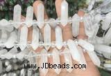 CBBS55 15 inches 8*30mm - 9*33mm hexahedral prism white crystal beads