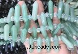 CBBS56 15 inches 8*30mm - 9*33mm hexahedral prism green aventurine beads