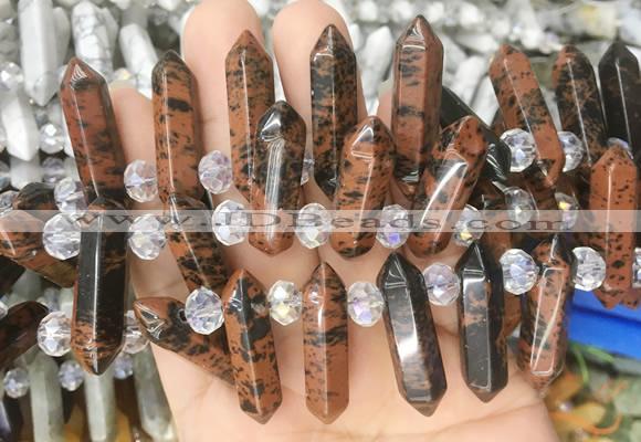 CBBS59 15 inches 8*30mm - 9*33mm hexahedral prism mahogany obsidian beads