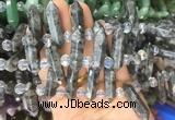 CBBS61 15 inches 8*30mm - 9*33mm hexahedral prism black labradorite beads