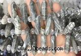 CBBS62 15 inches 8*30mm - 9*33mm hexahedral prism grey picture jasper beads