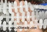 CBBS68 15 inches 8*30mm - 9*33mm hexahedral prism white crystal beads