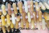 CBBS70 15 inches 8*30mm - 9*33mm hexahedral prism yellow aventurine beads