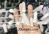 CBBS85 15 inches 8*30mm - 8*32mm hexahedral prism rose quartz beads