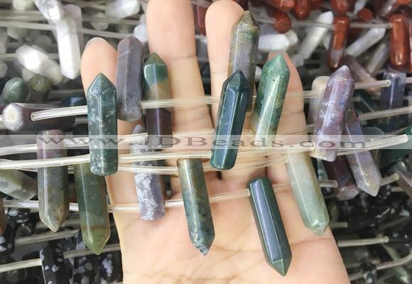 CBBS97 15 inches 8*30mm - 8*32mm hexahedral prism indian agate beads