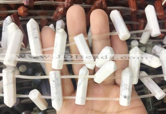 CBBS98 15 inches 8*30mm - 8*32mm hexahedral prism white howlite beads