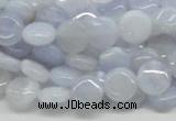 CBC11 15.5 inches 10mm flat round blue chalcedony beads wholesale