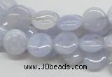 CBC12 15.5 inches 12mm flat round blue chalcedony beads wholesale