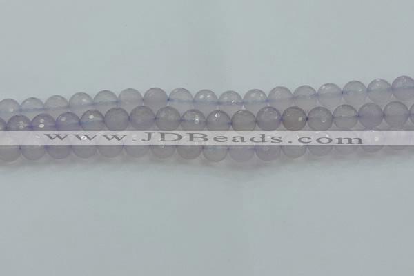 CBC437 15.5 inches 10mm faceted round purple chalcedony beads